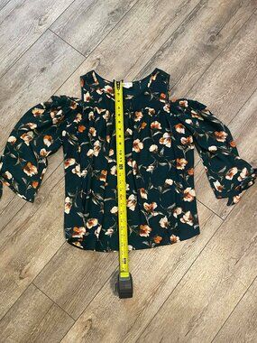 Women’s Floral Blouse, Sienna Sky Green Shirt, Size L